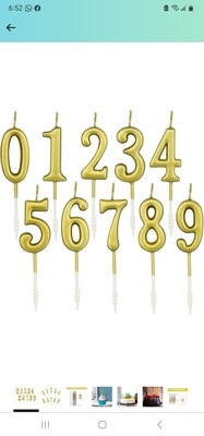 1.77&quot; Gold Numerical Candles #0