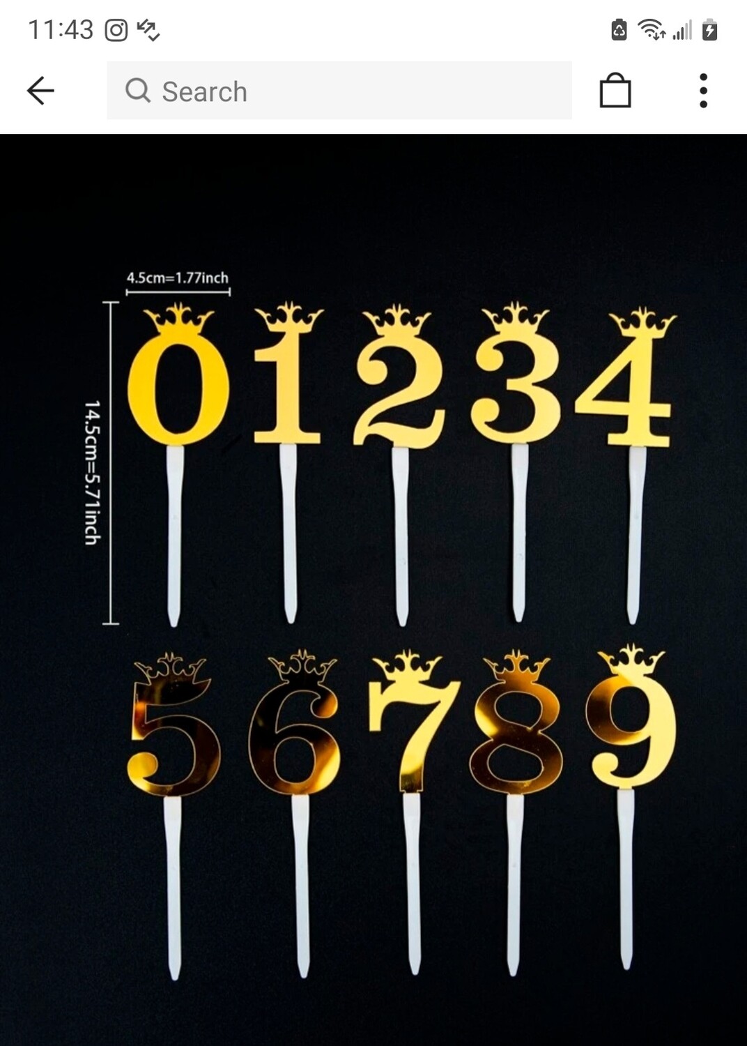 Numbers Cake Toppers-Gold style#2