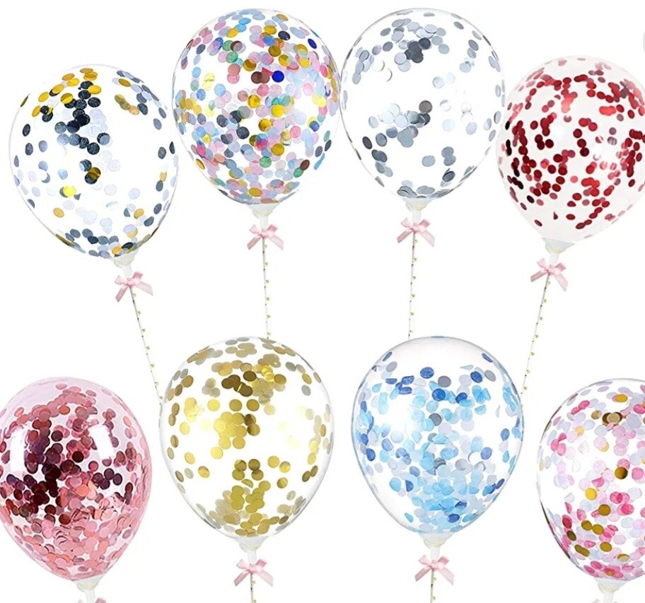Confetti  Filled Balloon Cake Toppers