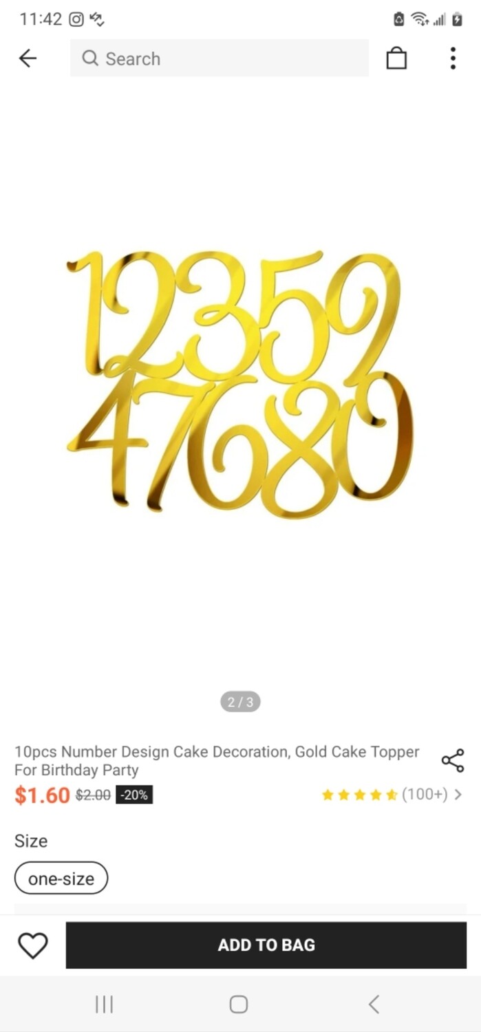 Number Cake toppers-Gold style #1