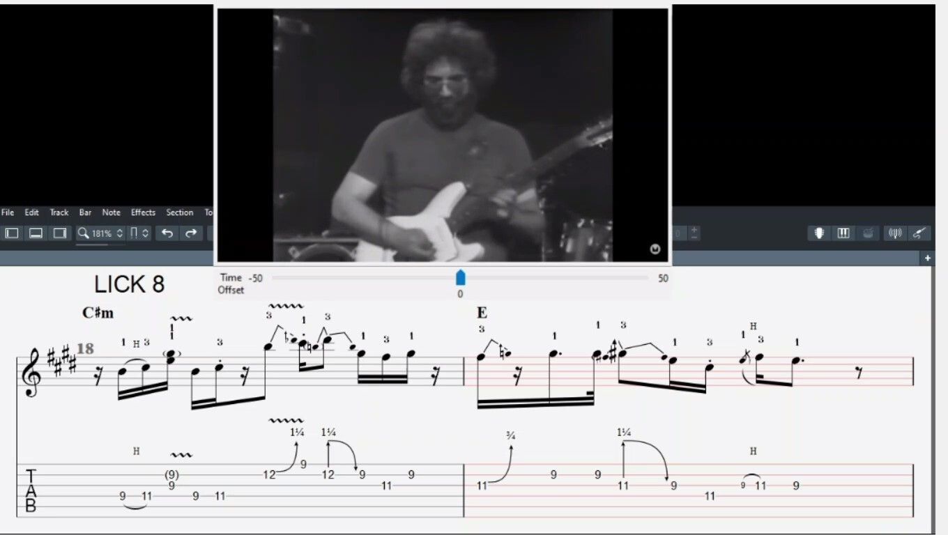scrolling TAB - &quot;Brown Eyed Women&quot; - Grateful Dead - Garcia guitar solo - Passaic, NJ 1977