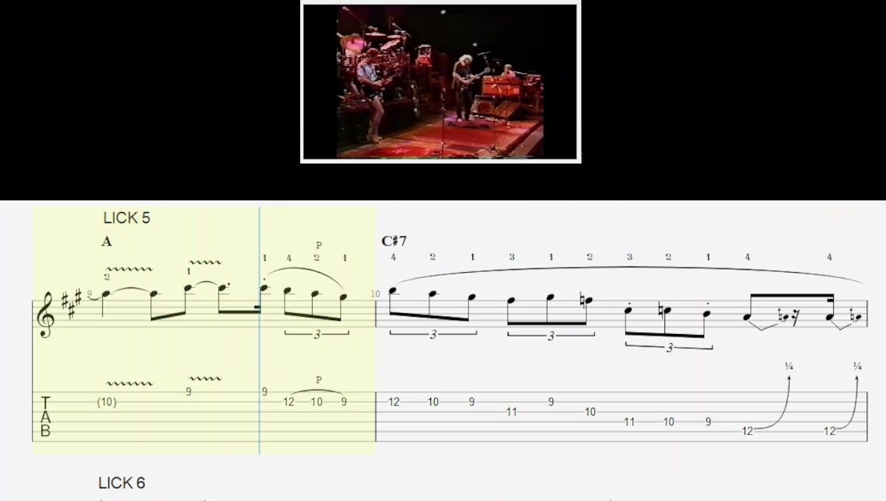 scrolling TAB - "Deal" - Jerry Garcia guitar solo - Alpine Valley 7-19-89