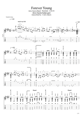 TAB - "Forever Young" - Jerry Garcia Band - 4-24-93