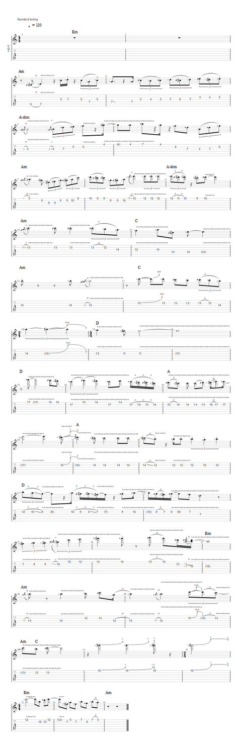 TAB - &quot;Let It Grow&quot; - Jerry Garcia - 3 full solos - &quot;Wake of the Flood&quot; -  Grateful Dead - 1973 - with video