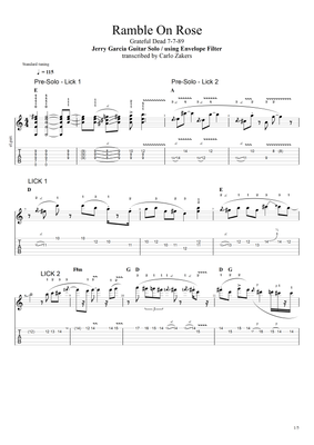 TAB - "Ramble on Rose" - Jerry Garcia guitar solo - Grateful Dead - RFK Stadium 7-7-89