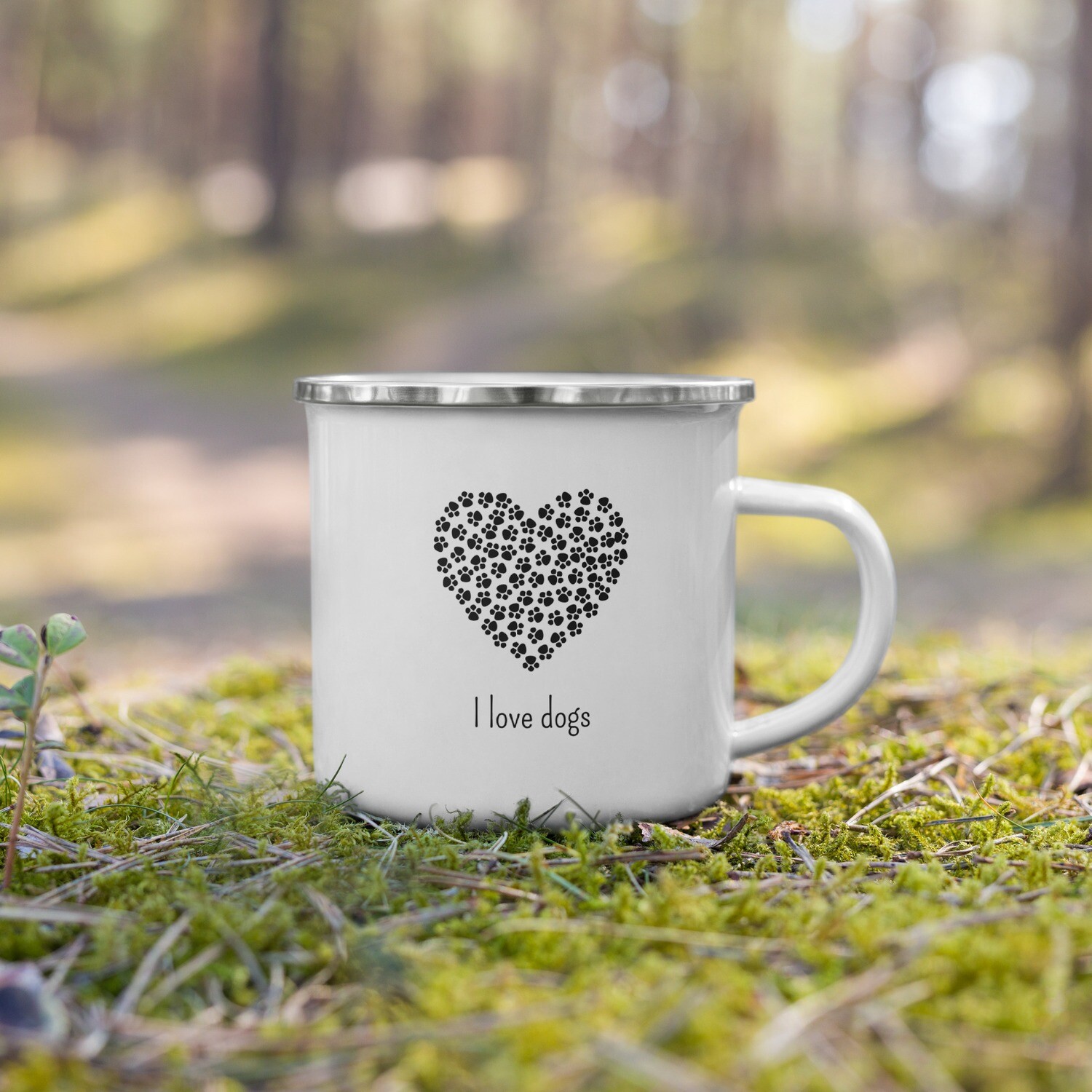 Emaille-Tasse &quot;I love dogs&quot;