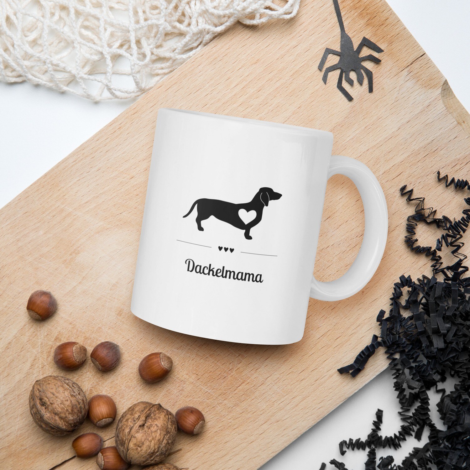Weisse glänzende Tasse Motiv &quot;Dackelmama&quot;