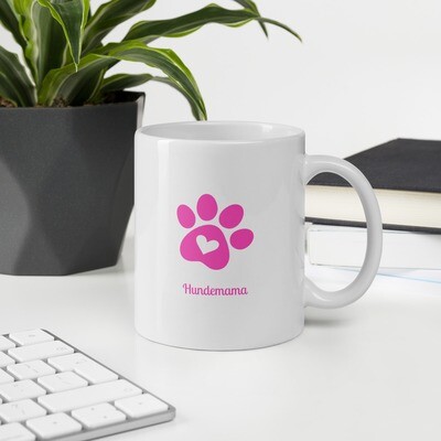 Weisse, glänzende Tasse Motiv &quot;Hundemama&quot;