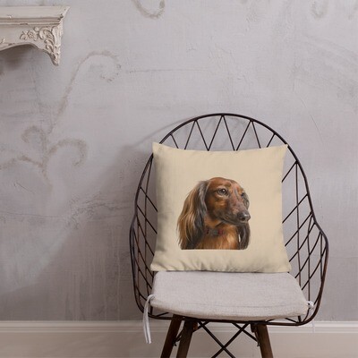 Premium Kissen Dackel, beige