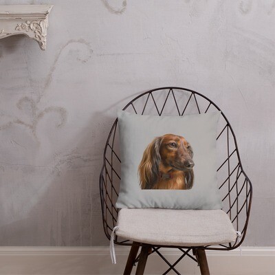 Premium Kissen Dackel, grau
