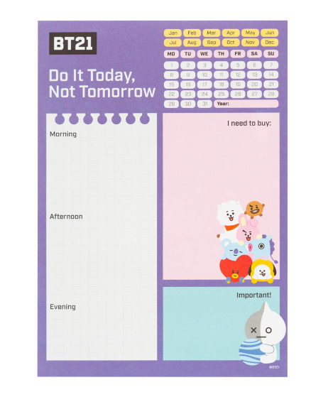 BT21 Daily Planner Notebook