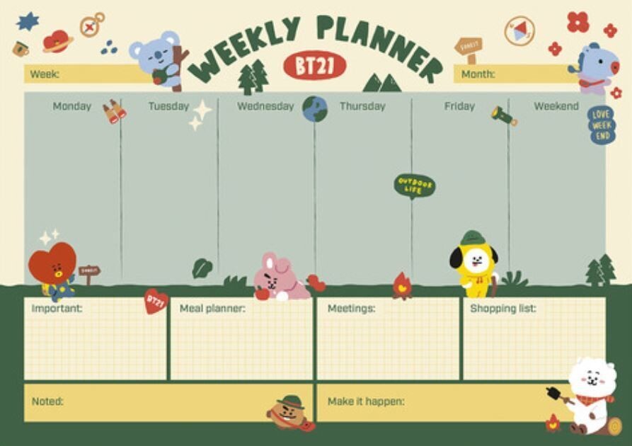 BT21 - Wochenplaner Camping A3