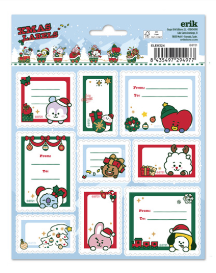 BT21 - Haftetiketten Weihnachten