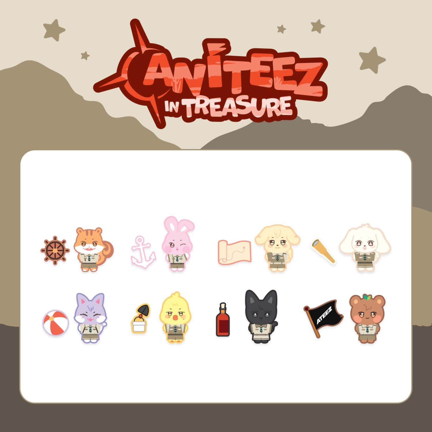ATEEZ x ANITEEZ [Aniteez in Treasure] - Stitch Wappen Set