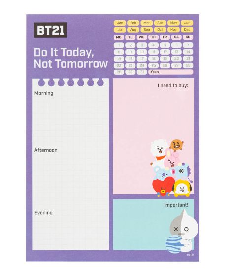 BT21 Tagesplaner Notizblock