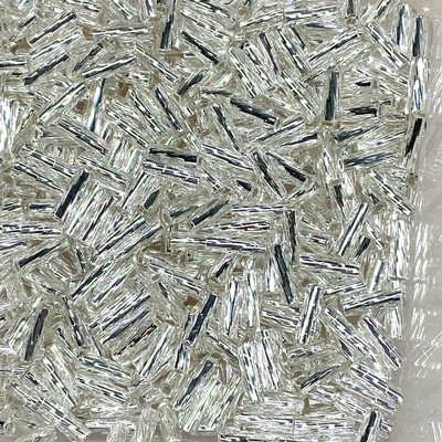 6mm Japanese Spiral Bugles - Color 1 - Silverlined Crystal