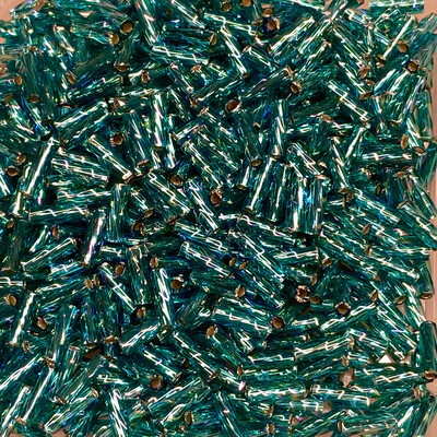 6mm Japanese Spiral Bugles - Color 643 - Silverlined Aqua AB