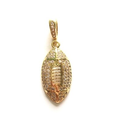 Clear on Gold CZ Pave Football Pendant