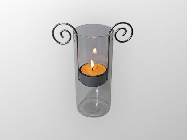 Windlichtglas mit Boden und Teelichthalter zweifach