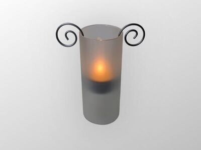 Windlichtglas gefrostet mit Boden und Teelichthalter zweifach