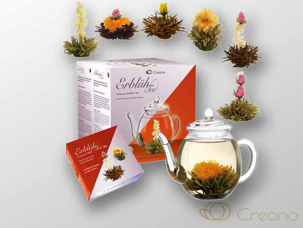Geschenkset ErblühTee mit Glaskanne 500ml