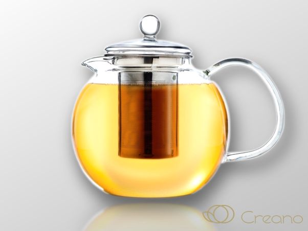 Teekanne 1,3 Liter mit Edelstahlsieb und Glasdeckel Creano