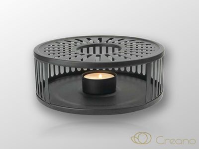 Stövchen schwarz aus Edelstahl mit Teelichthalter - Teewärmer