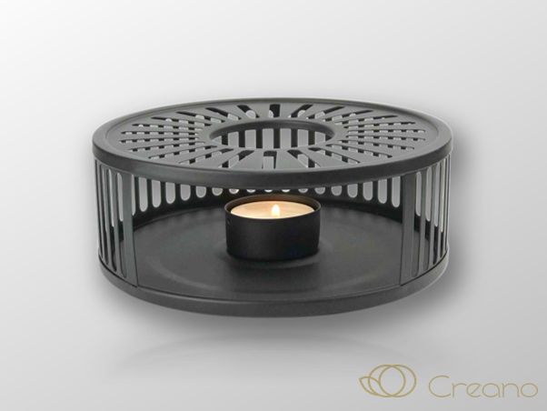 Stövchen schwarz aus Edelstahl mit Teelichthalter - Teewärmer