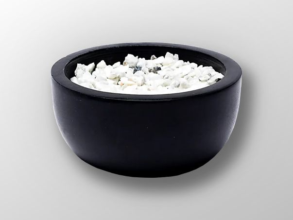 Räuchergefäß Speckstein schwarz + weiße Kieseln