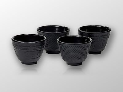 Teetassenset mit 4 Tassen emailliert japanischer Stil