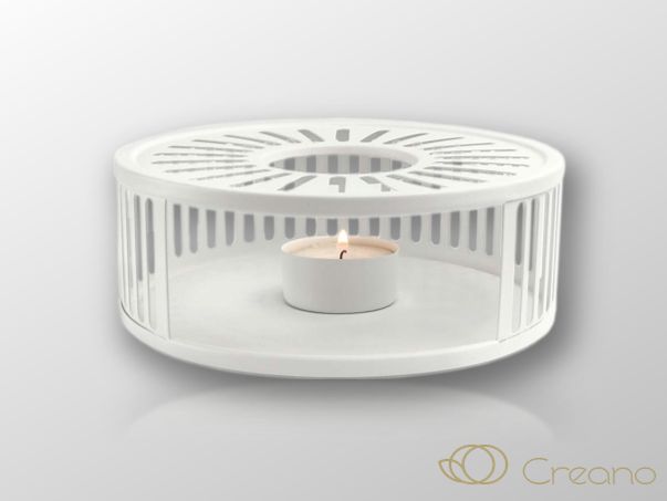 Stövchen weiß aus Edelstahl mit Teelichthalter - Teewärmer