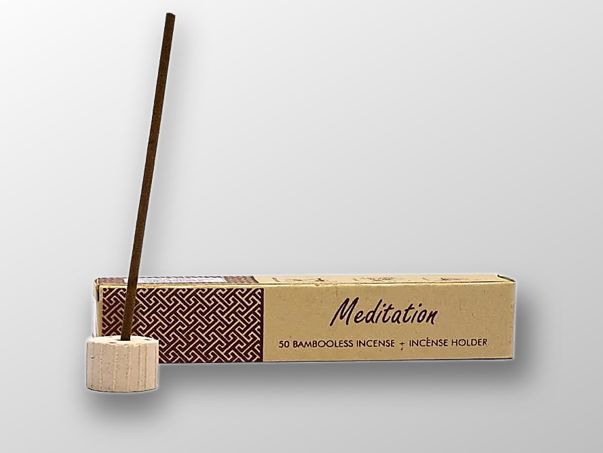 Meditation -   indisches 100 % natürliches Kräuterräucherwerk ohne Bambus, mit Halter