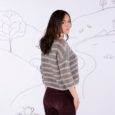 Haakpakket trui Cosy crochet striped sweater