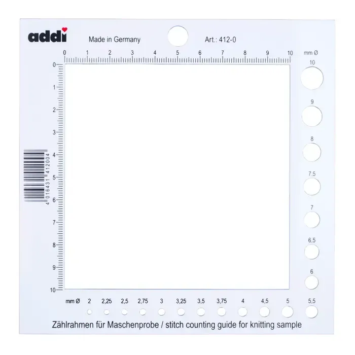 Kniiting Gauge and needle meter Addi