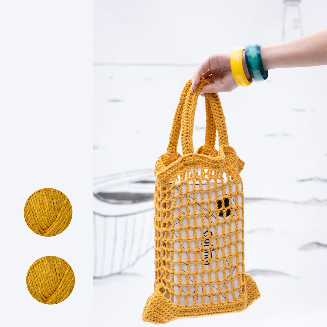 All-in Crochet Kit - Net Bag, Choose your color: Golden yellow
