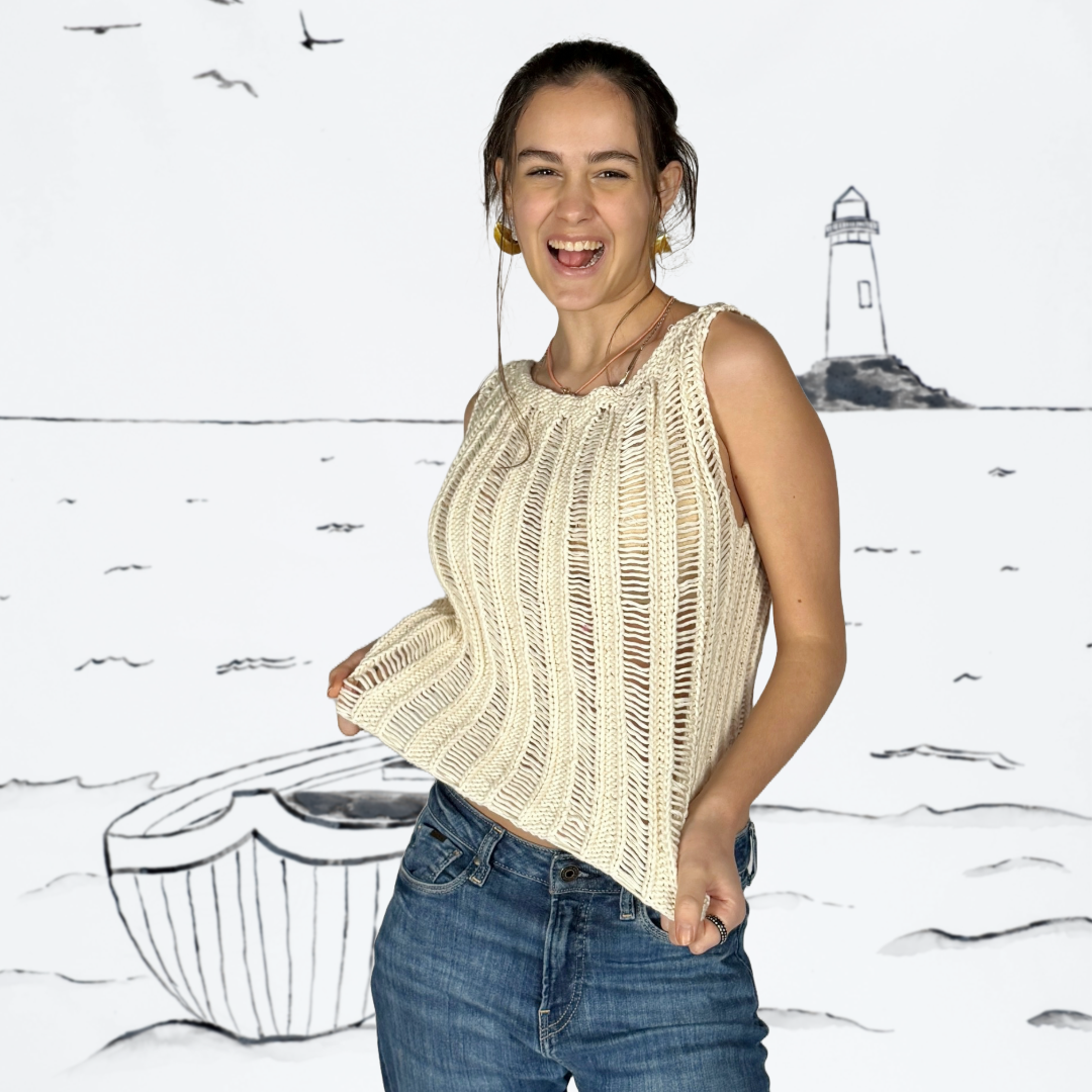 All- in Rib&amp;Rip top, Choose your colour: Ivory