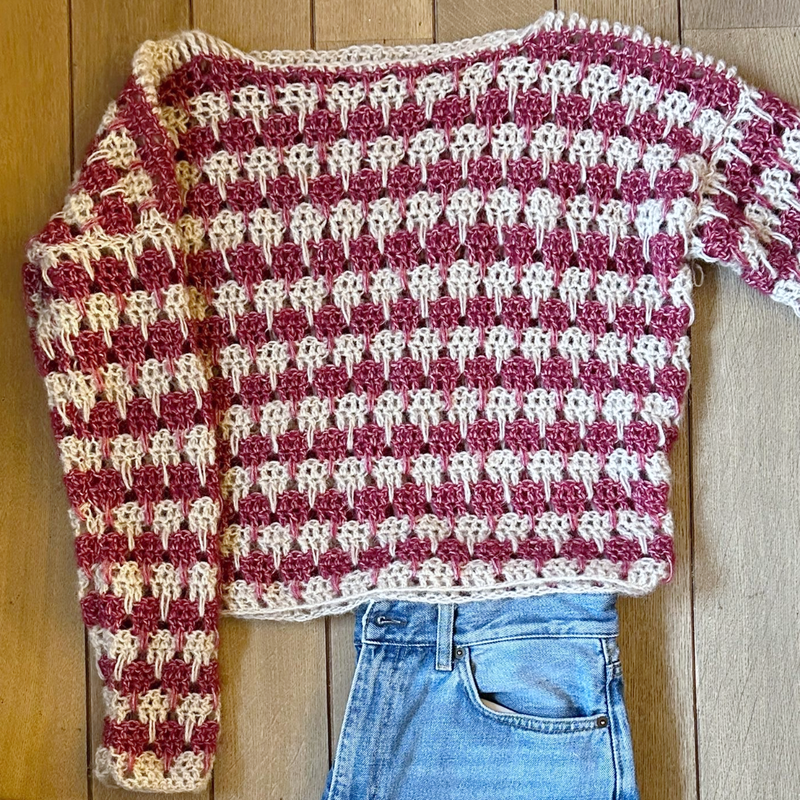 Crochet kit -  Fuzzy Vichy Striped Jumper