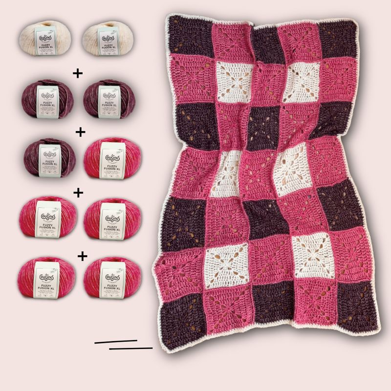 Crochet Kit- Big Checked Plaid