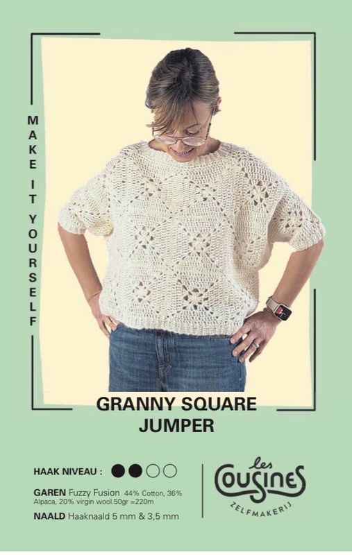 Crochet patron Granny Square Jumper FR