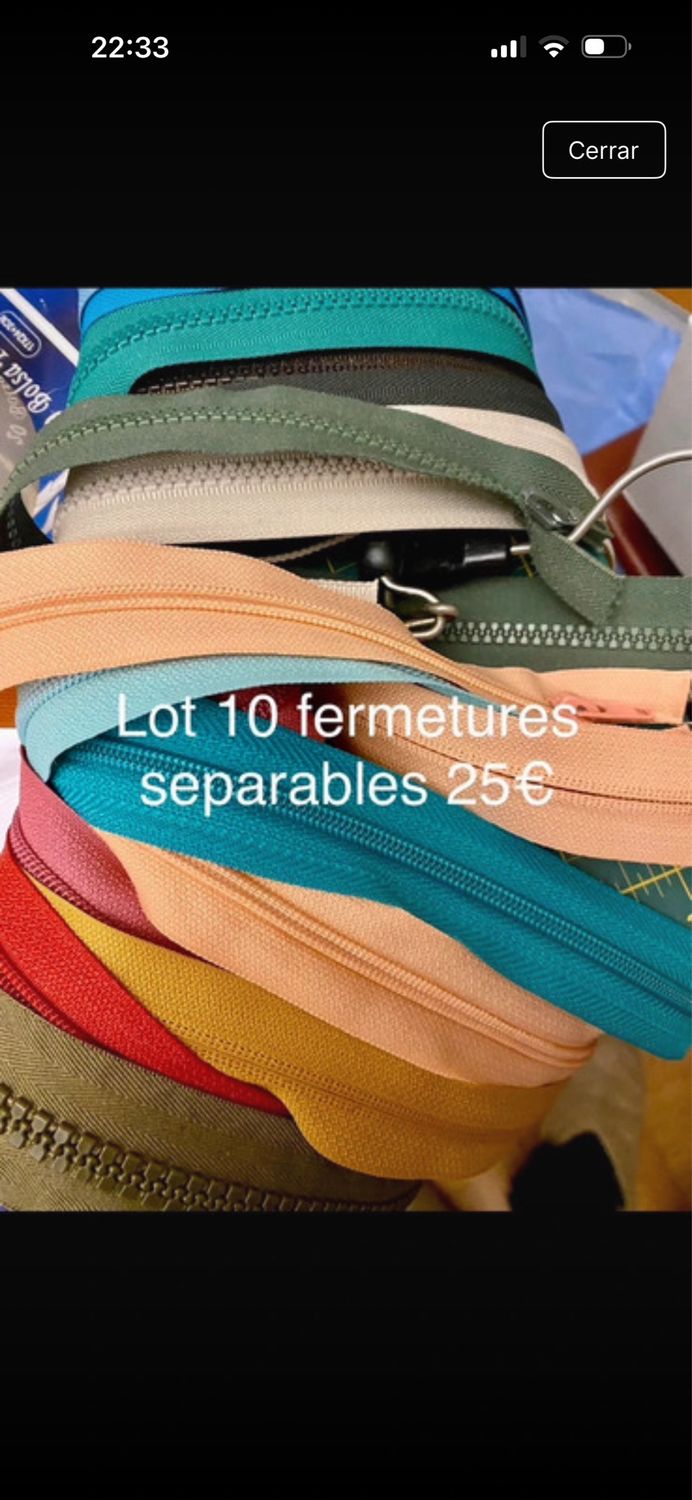 Lot fermetures éclairs separables