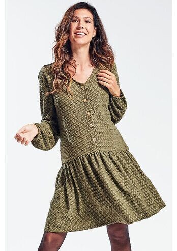 Robe Broderie Olive - Taille S -