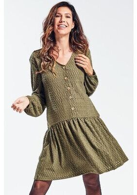 Robe Broderie Olive - Taille XS -