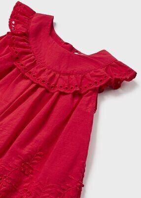 Robe Brodée "Rouge" - Taille 6 Mois (68 cm) -