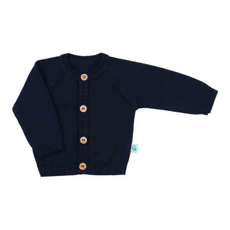 Veste en Tricot de Coton Marine - Taille 0/1 Mois -