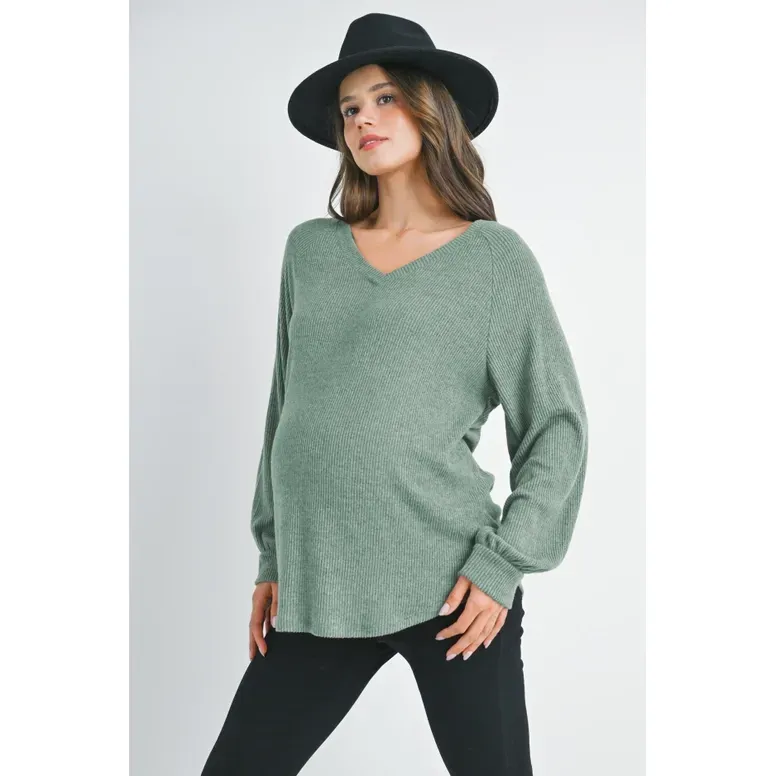 Haut de Maternité Côtelé "Menthe" - Taille M -