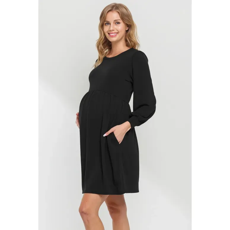 Robe Patineuse de Maternité en Tricot "Noir" - Taille M -