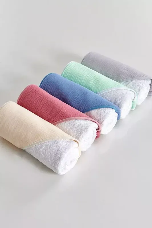Cape de Bain en Mousseline et Coton Eponge "Cobalt"