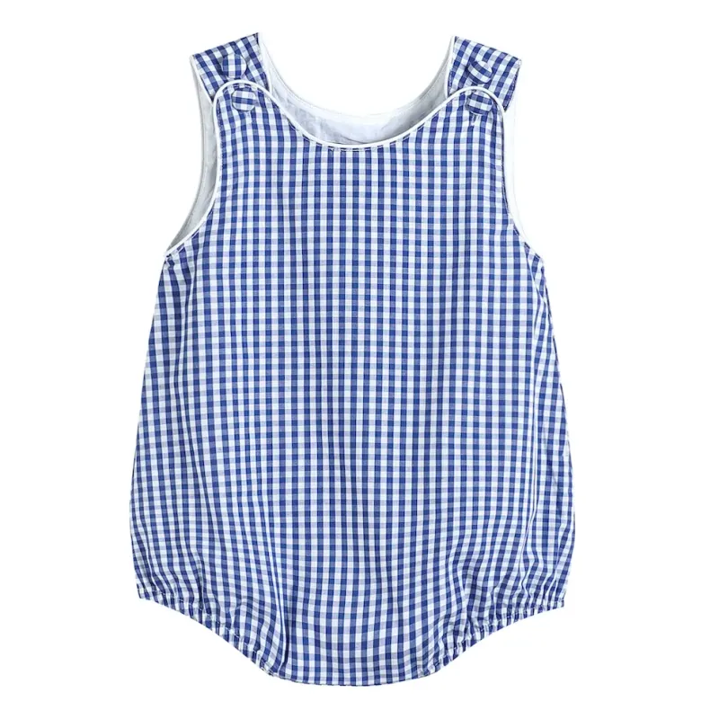 Barboteuse à Carreaux Bleu Foncé - Taille 6/12 Mois -