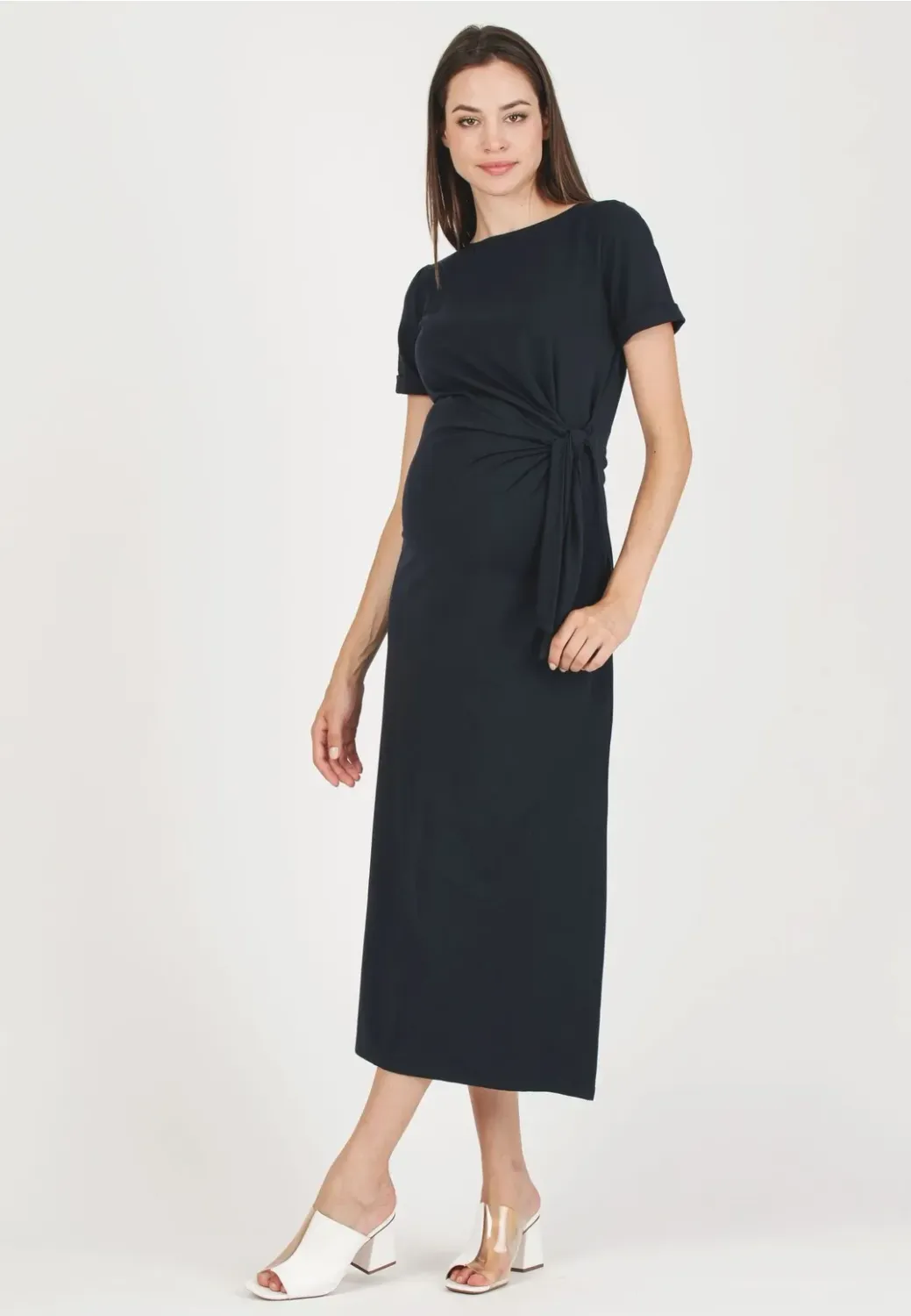 Robe de Maternité Noeud Latéral "Marine" - Taille M -