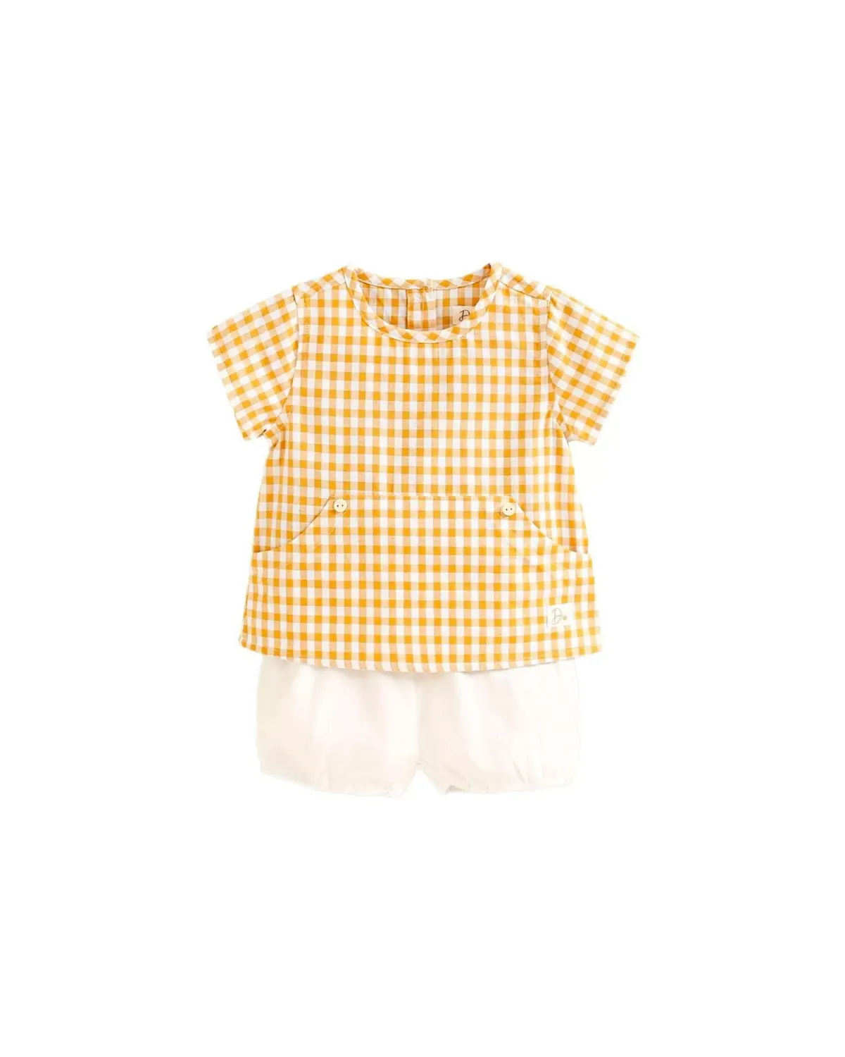 Ensemble Bébé Garçon à Carreaux Moutarde - Taille 9 Mois -